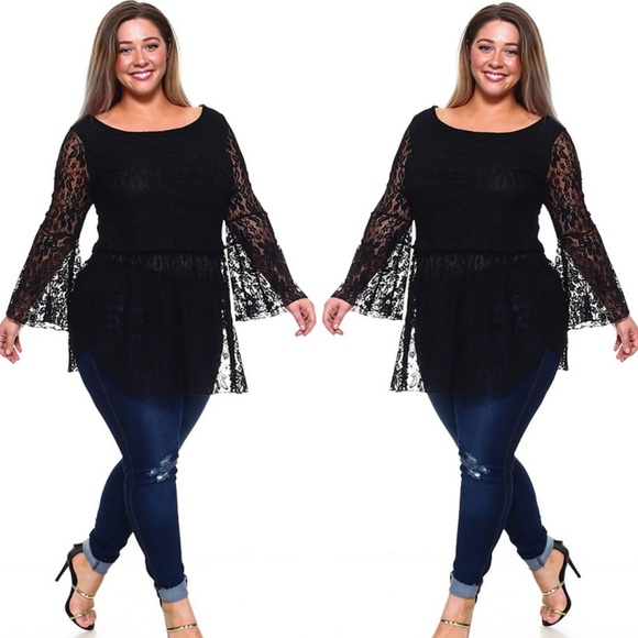 NEW Elegant Lace Top with Bell sleeves 456X - Picture 3 of 7